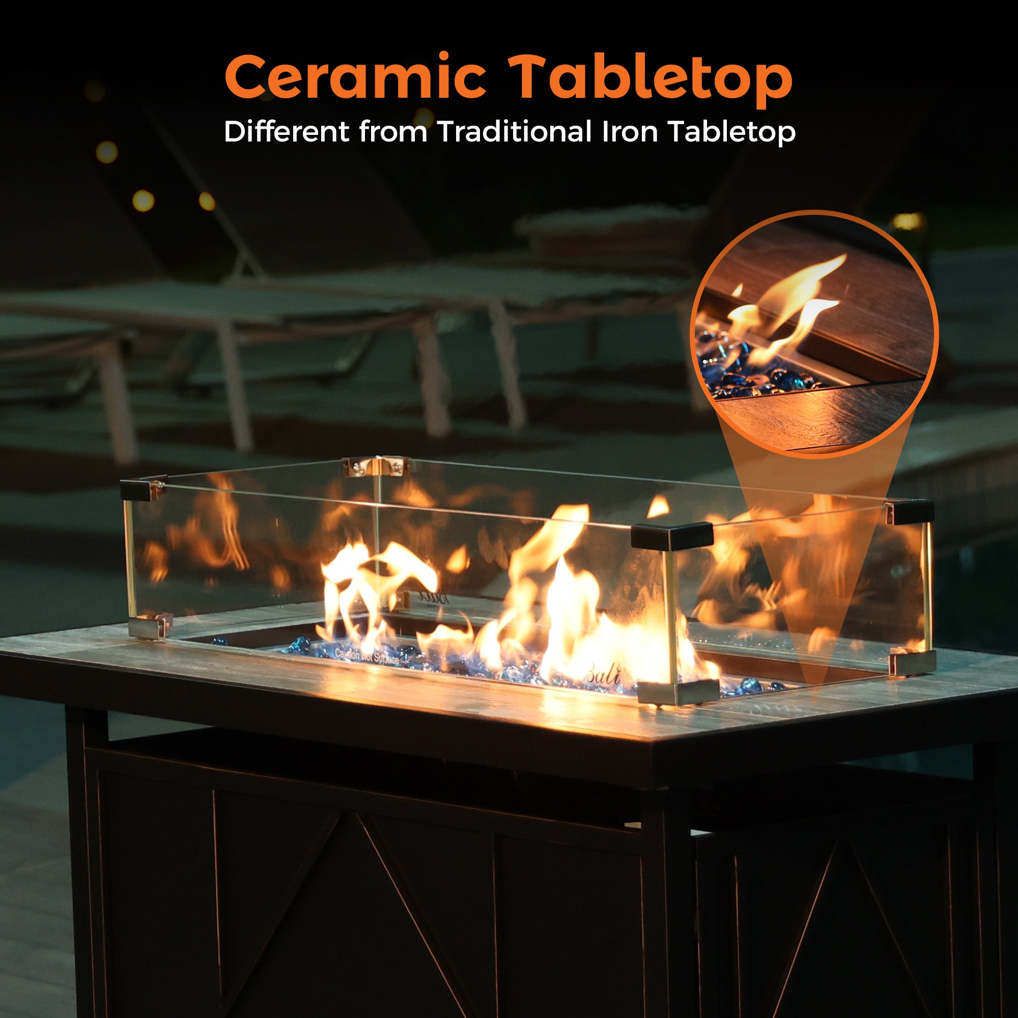 42 Inch Propane Fire Pit Table, Black