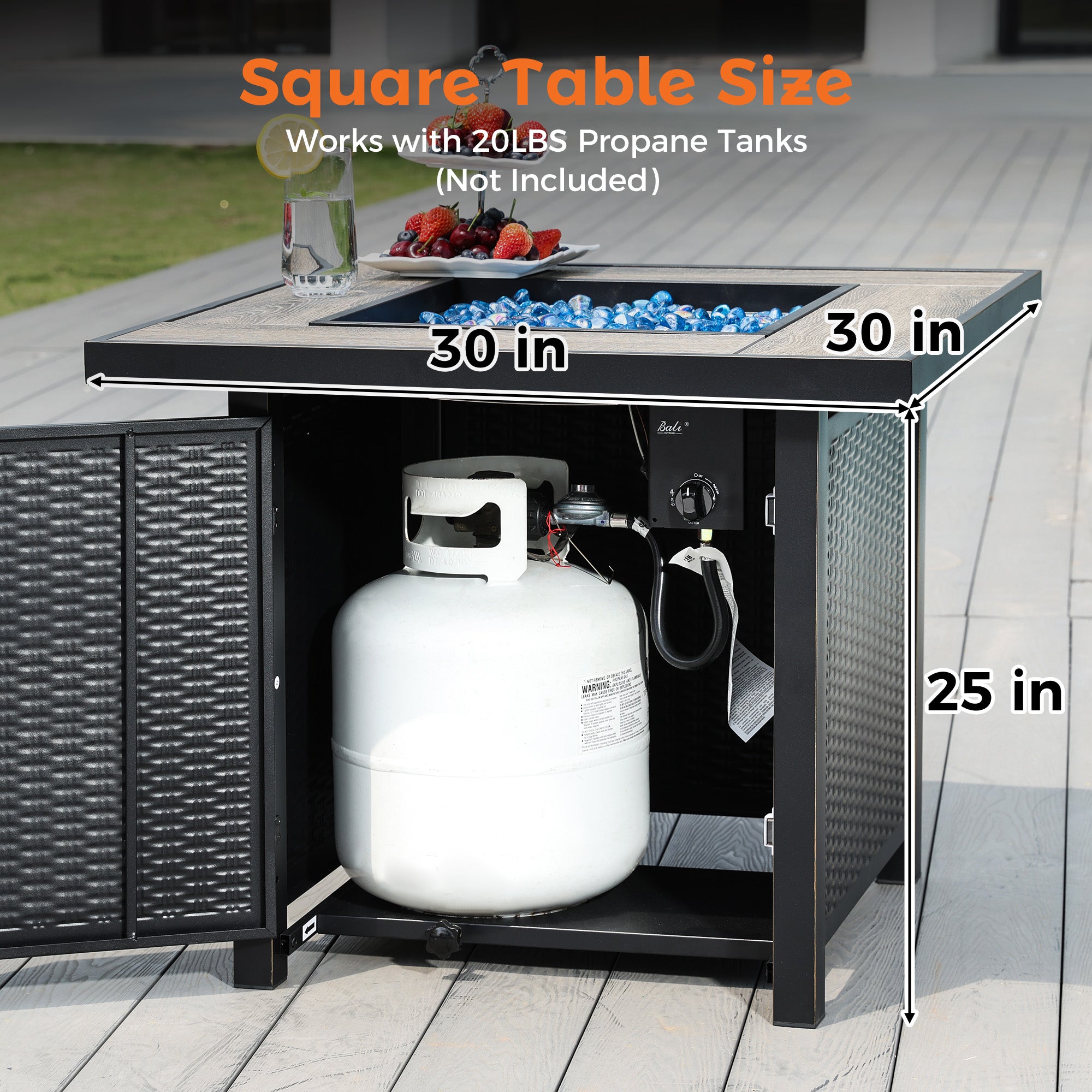 30 Inch Propane Fire Pit for Outdoor, Black