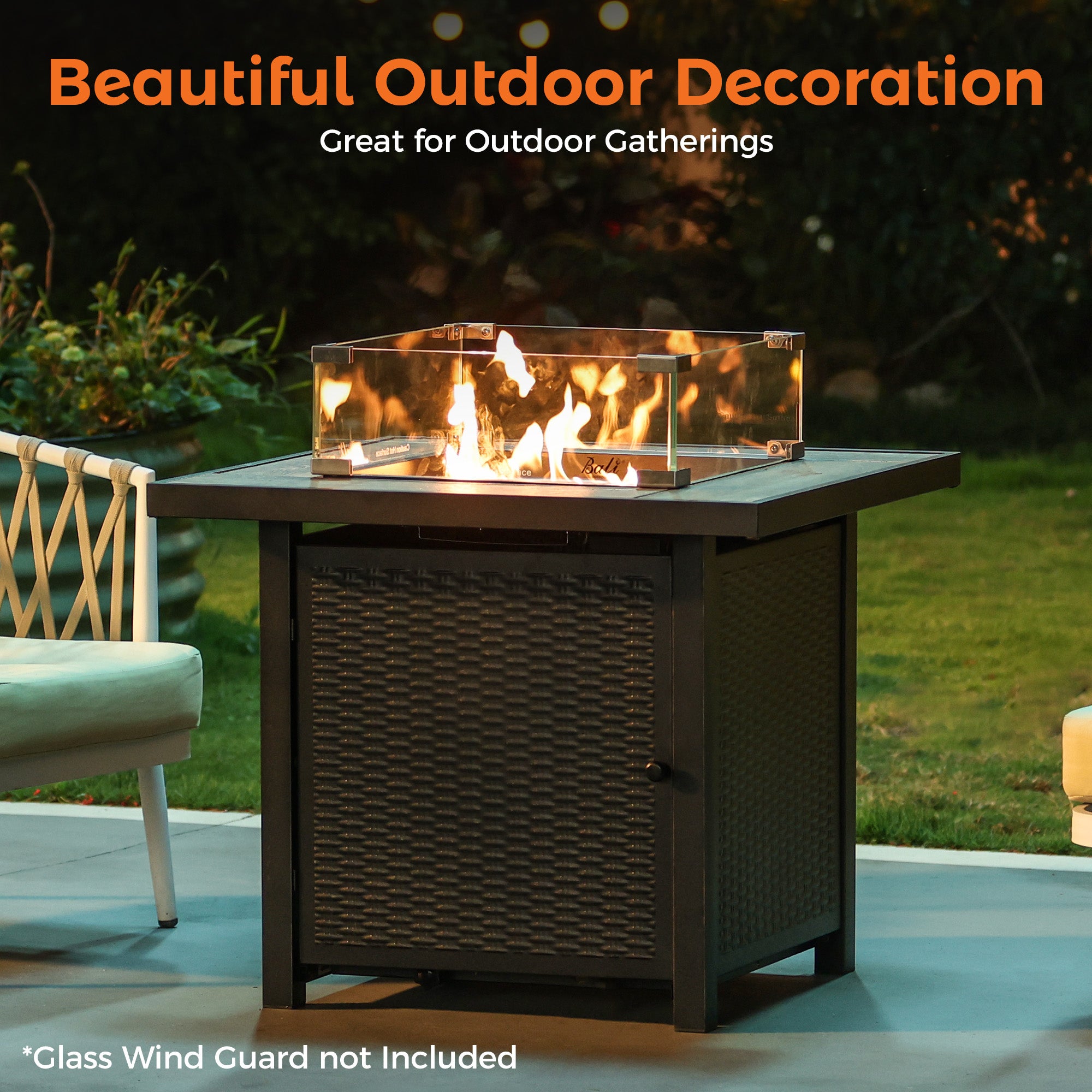 30 Inch Propane Fire Pit for Outdoor, Black