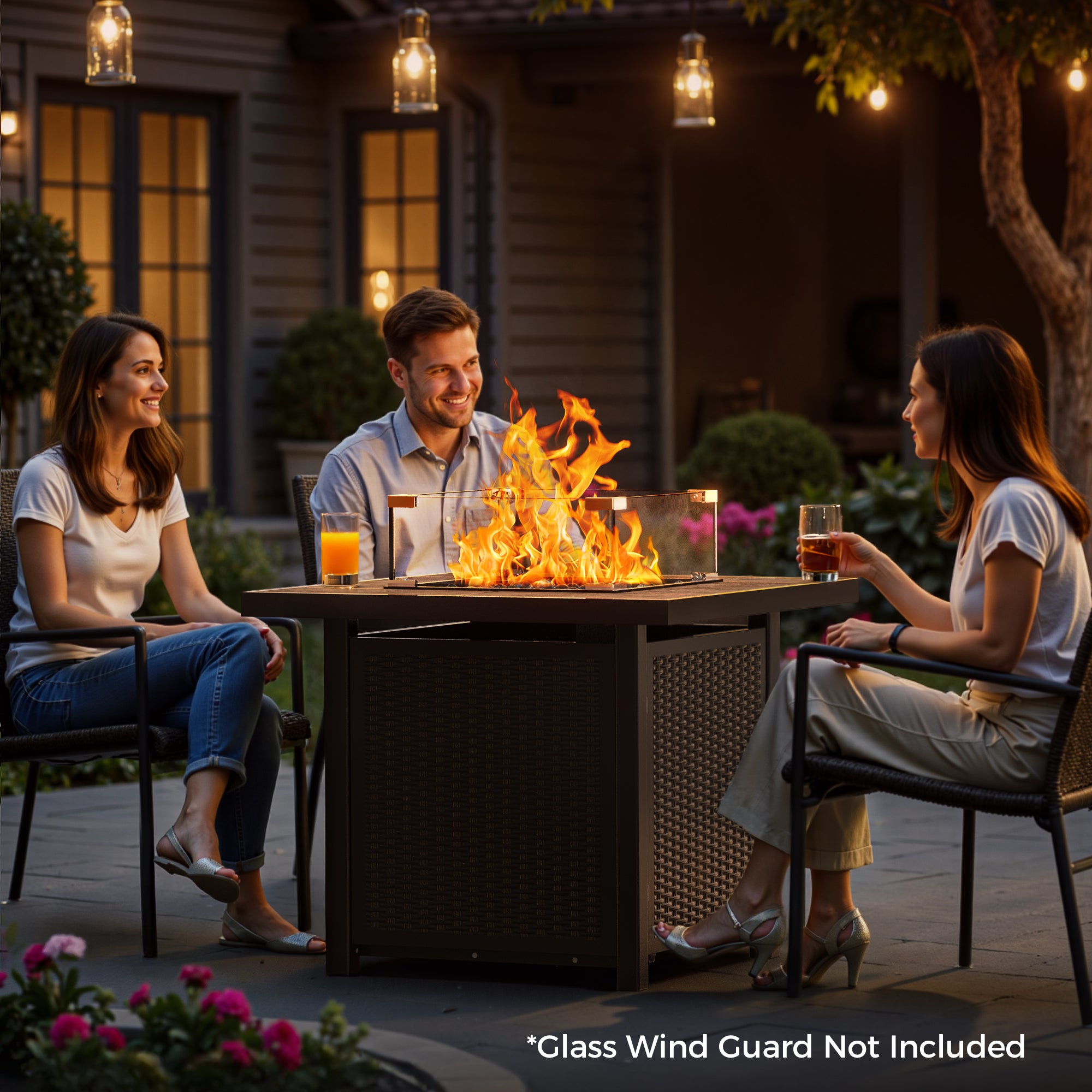 32 Inch Propane Gas Fire Pit Table, Brown