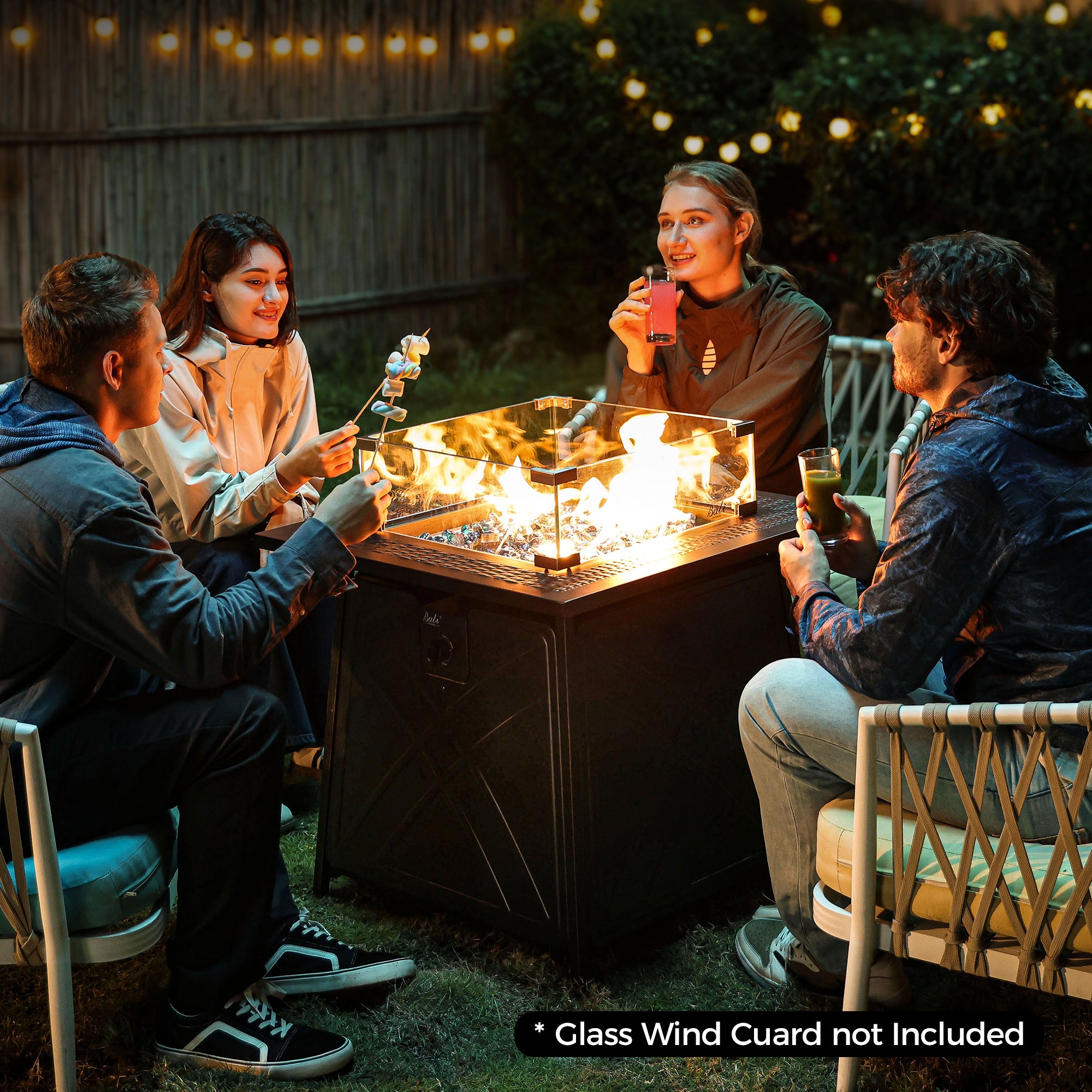 28 Inch Propane Fire Pit Table, Black