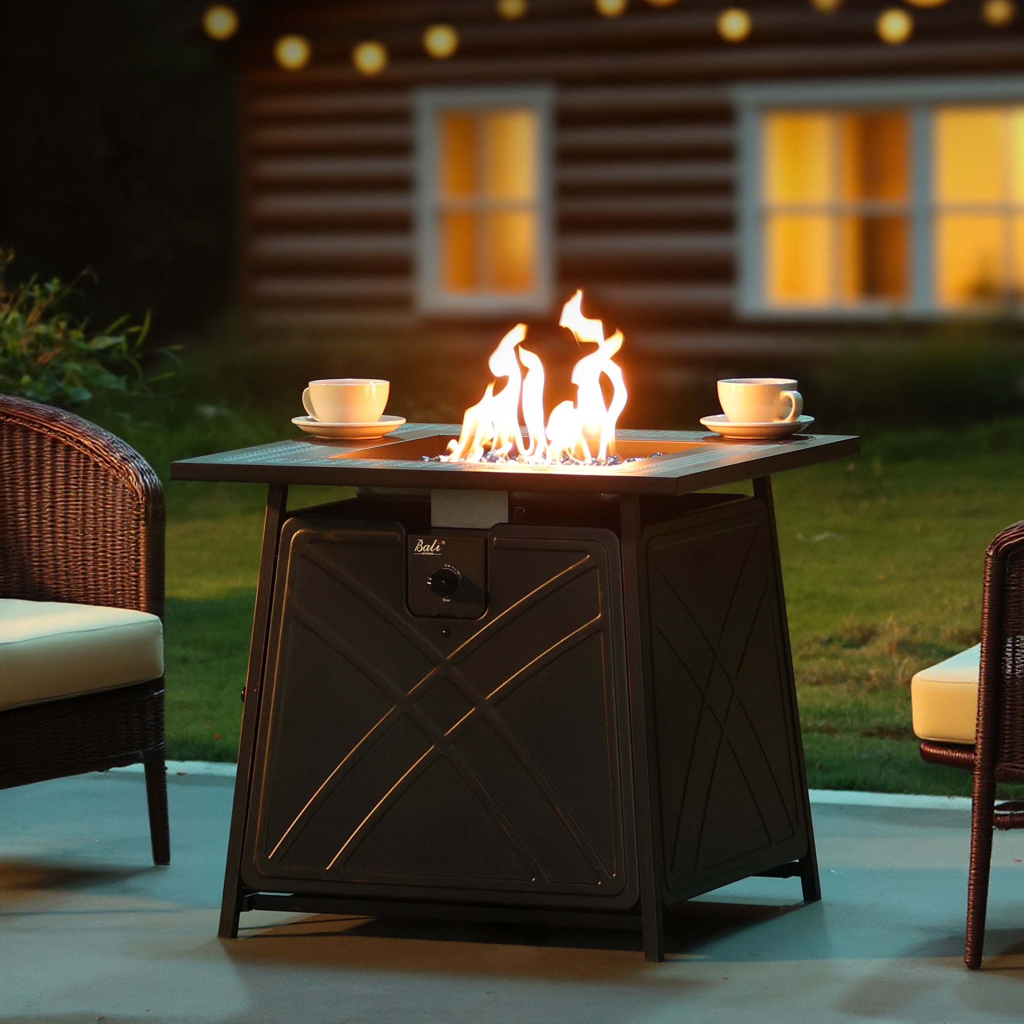 28 Inch Propane Fire Pit Table, Black