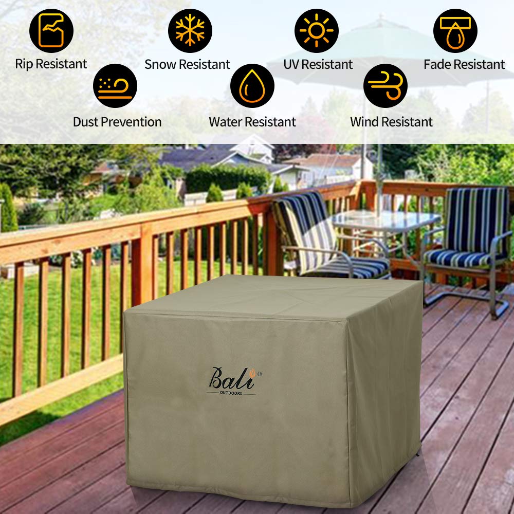 30 Inch Square Patio Fire Pit Table Cover, Brown