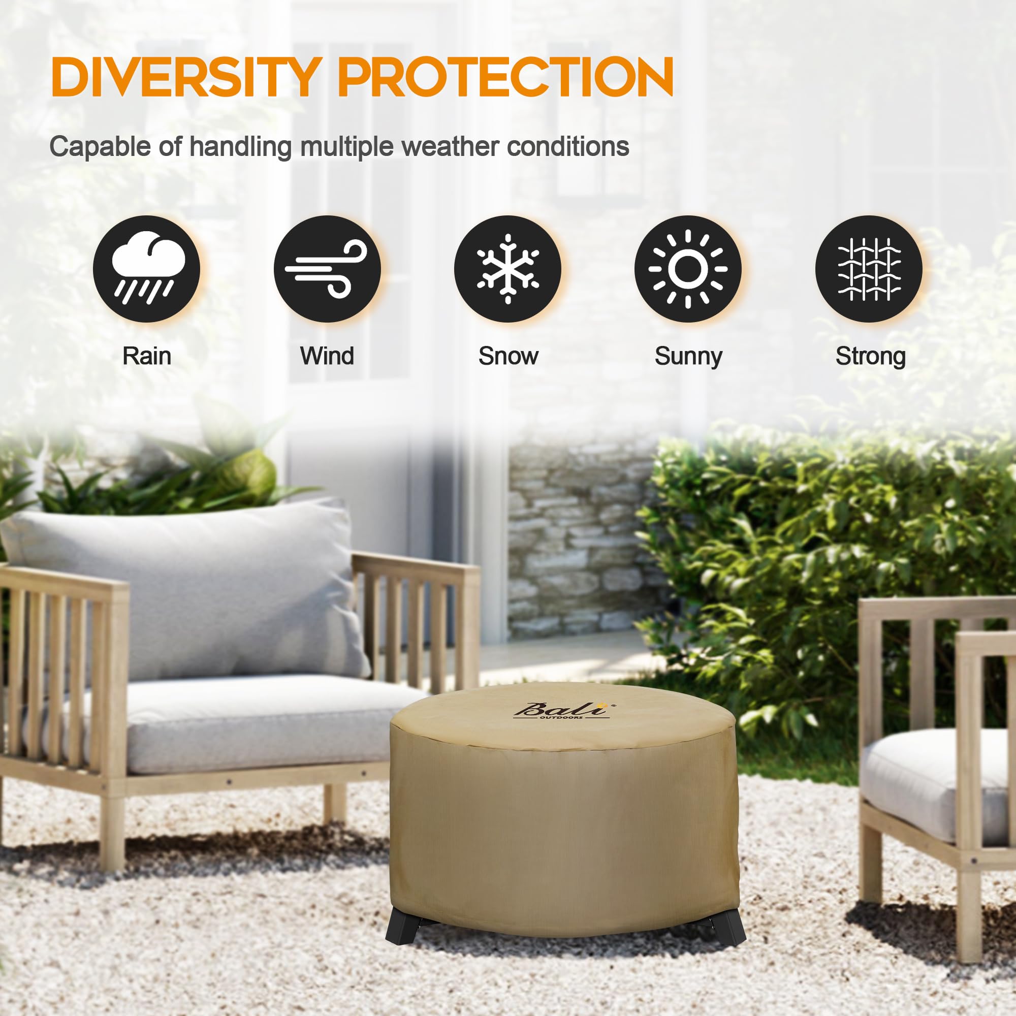 25 Inch Round Fire Pit Cover, Brown