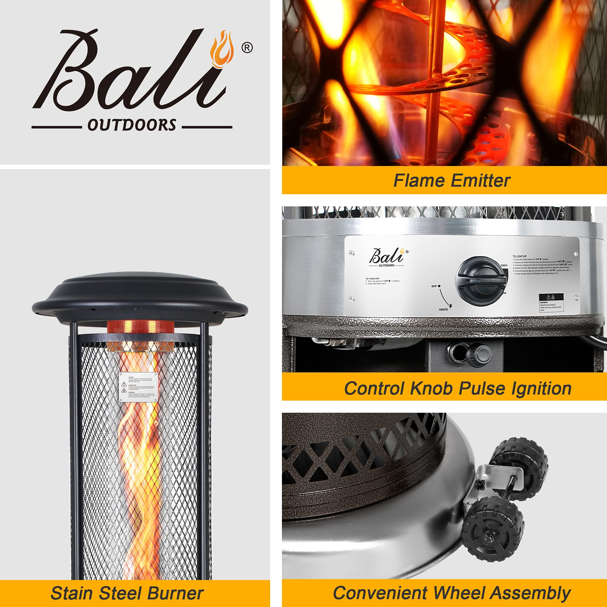 20 inch Propane Patio Heater, Dark Brown