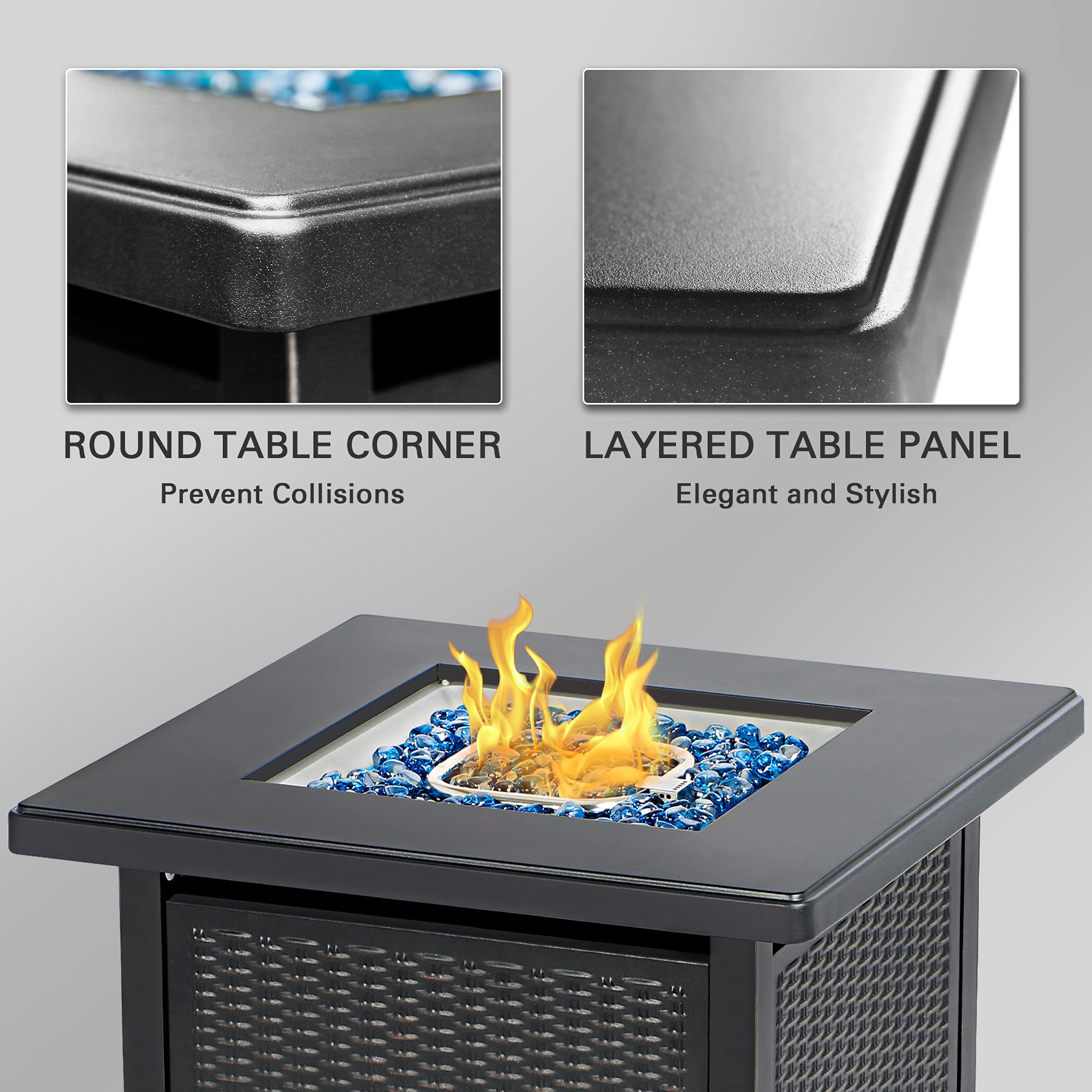 28 Inch Propane Fire Pit, Black