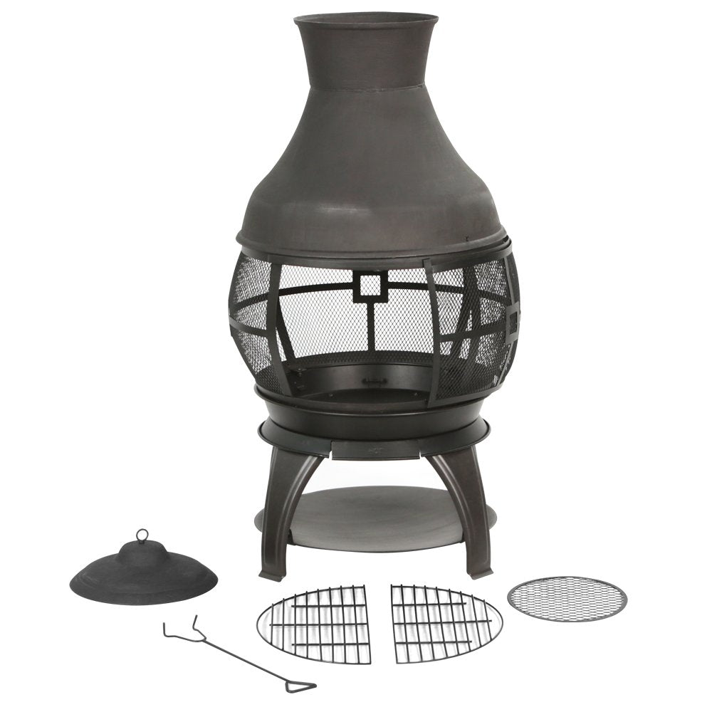 17 Inch Wood Burning Chiminea Fire Pits, Black
