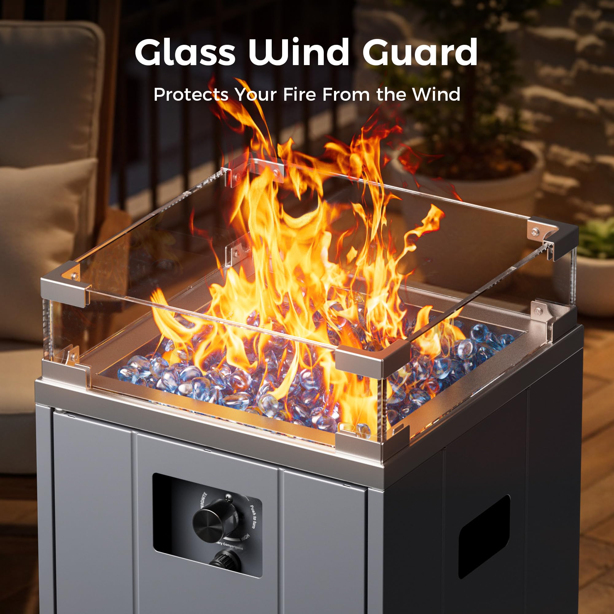 15 inch Propane Fire Pit,Sliver