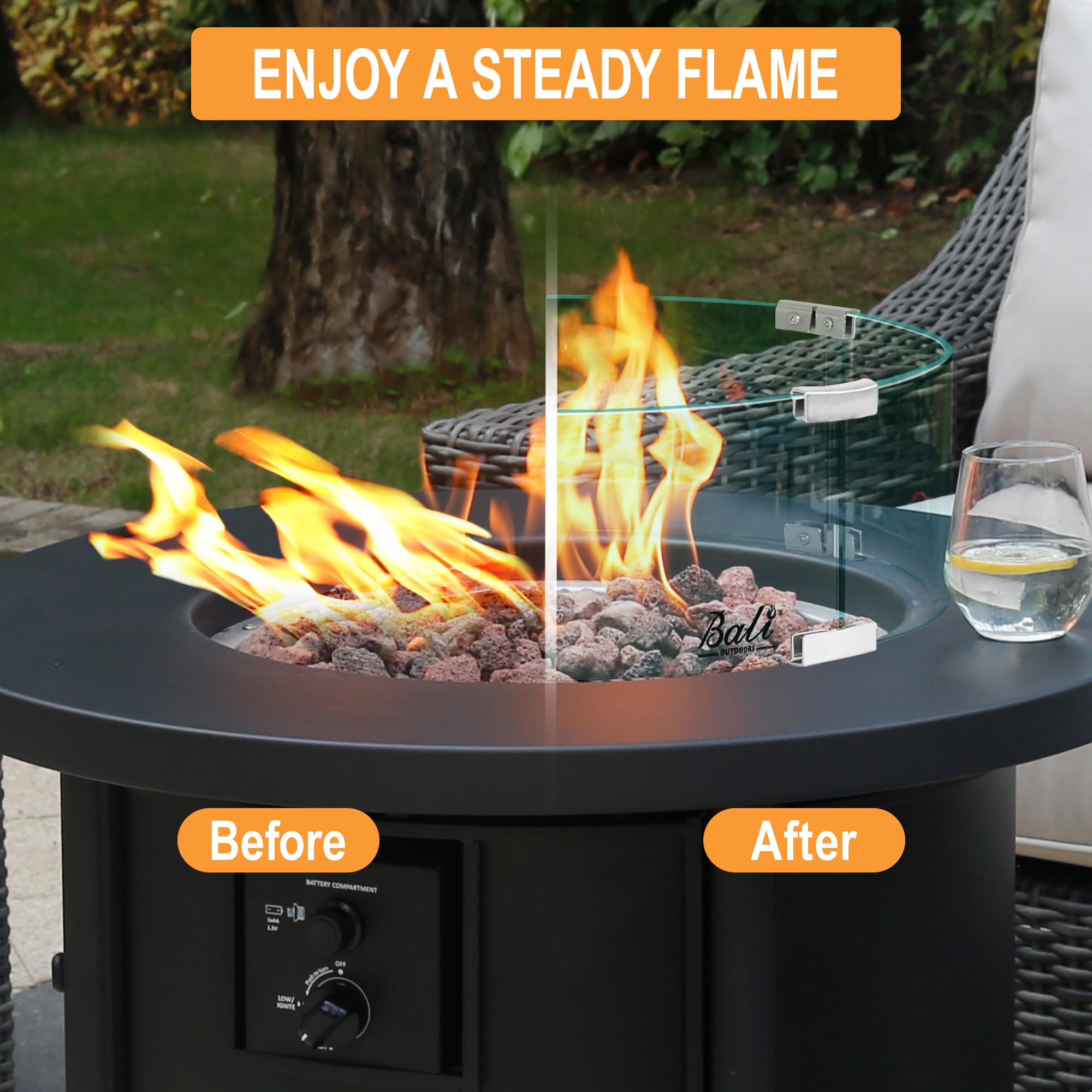 18.5 Inch Fire Pit Glass Wind Guard