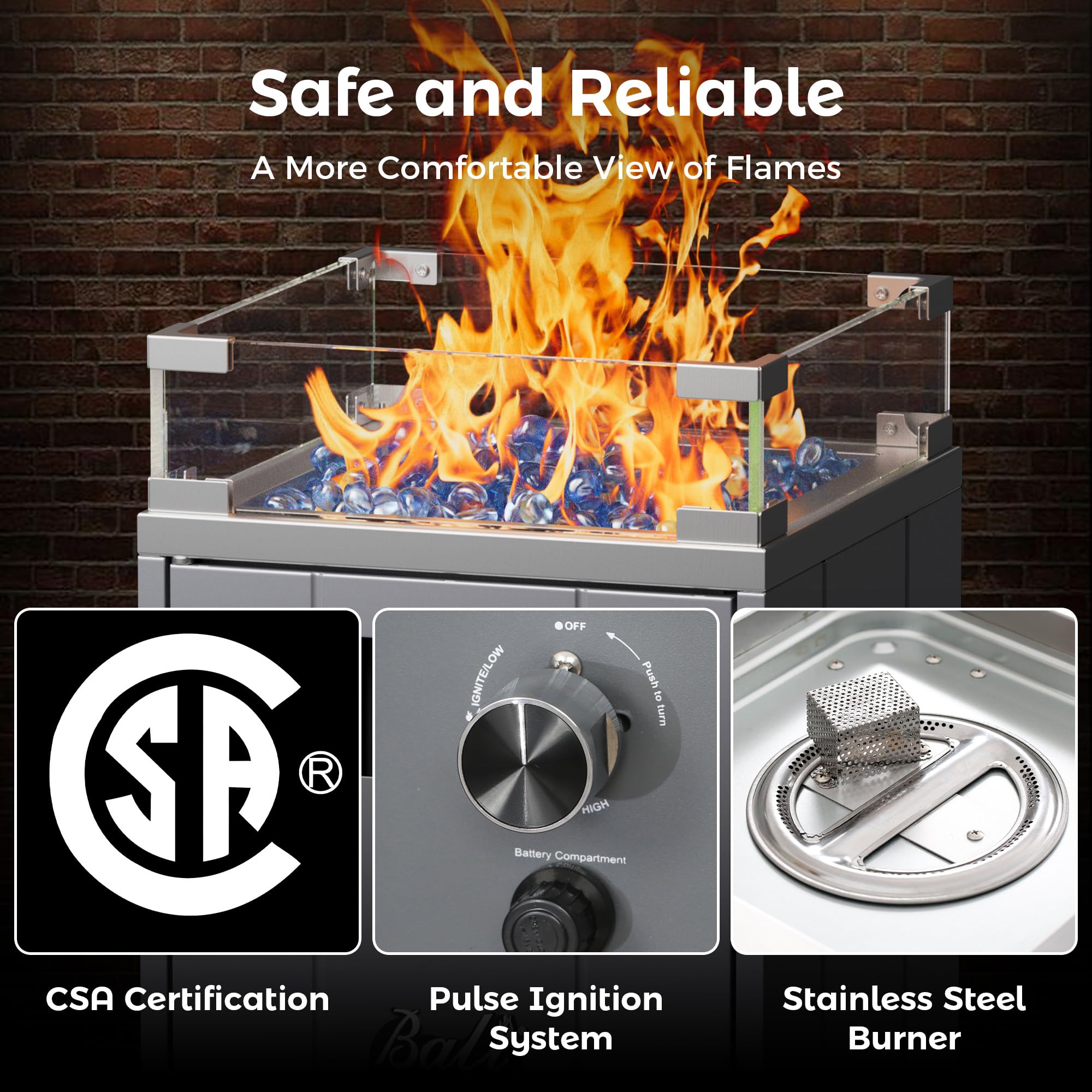 15 inch Propane Fire Pit,Sliver