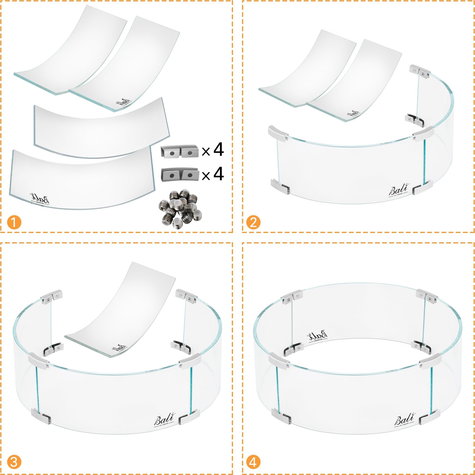 18.5 Inch Fire Pit Glass Wind Guard
