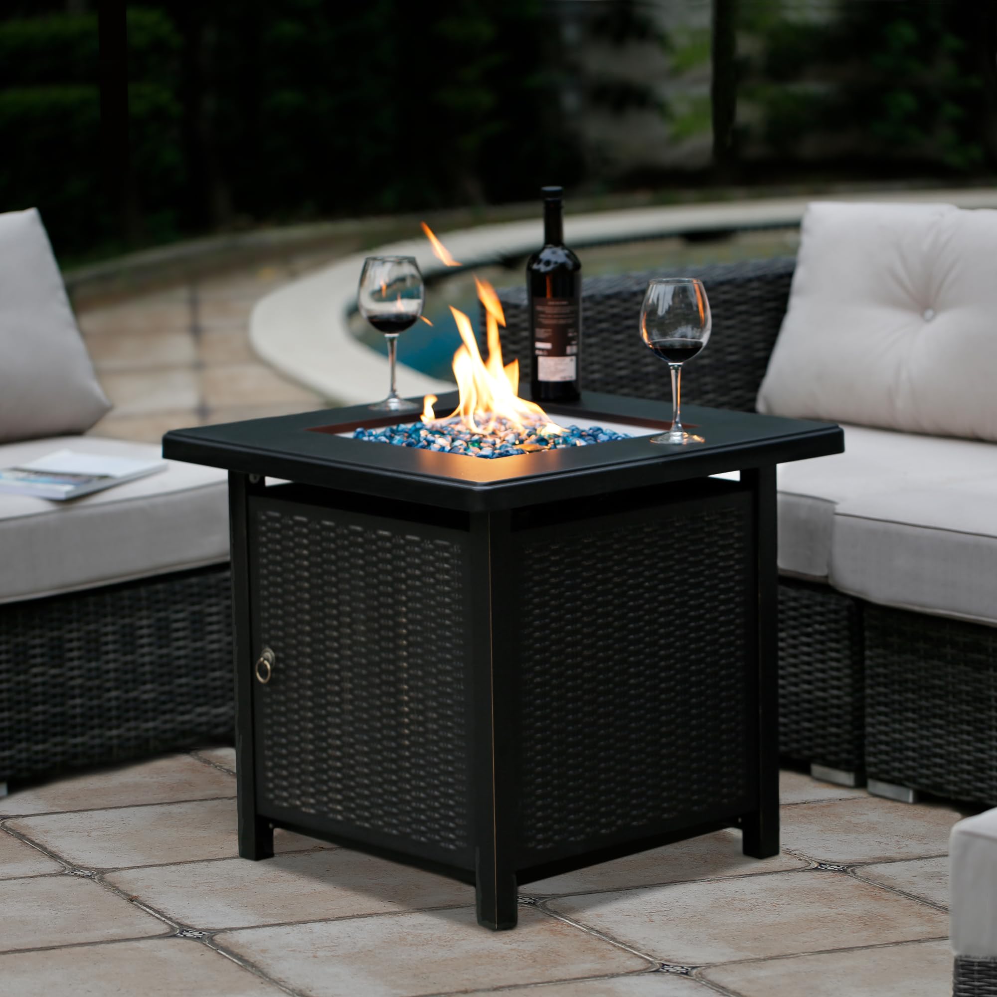 28 Inch Propane Fire Pit, Black