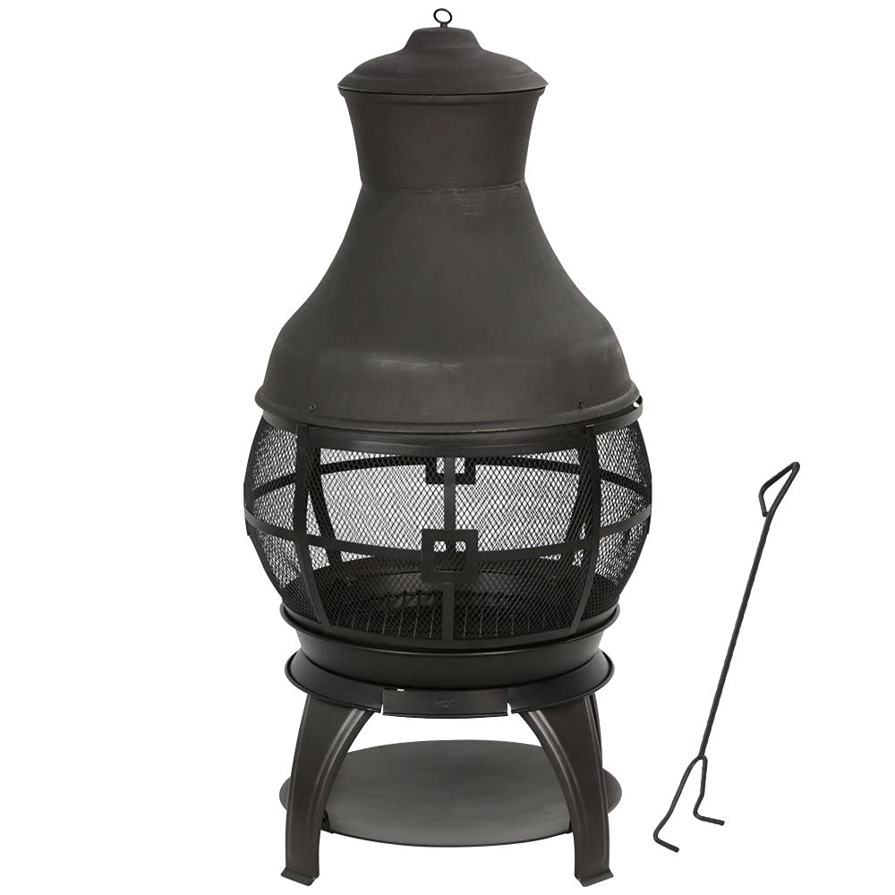 17 Inch Wood Burning Chiminea Fire Pits, Black