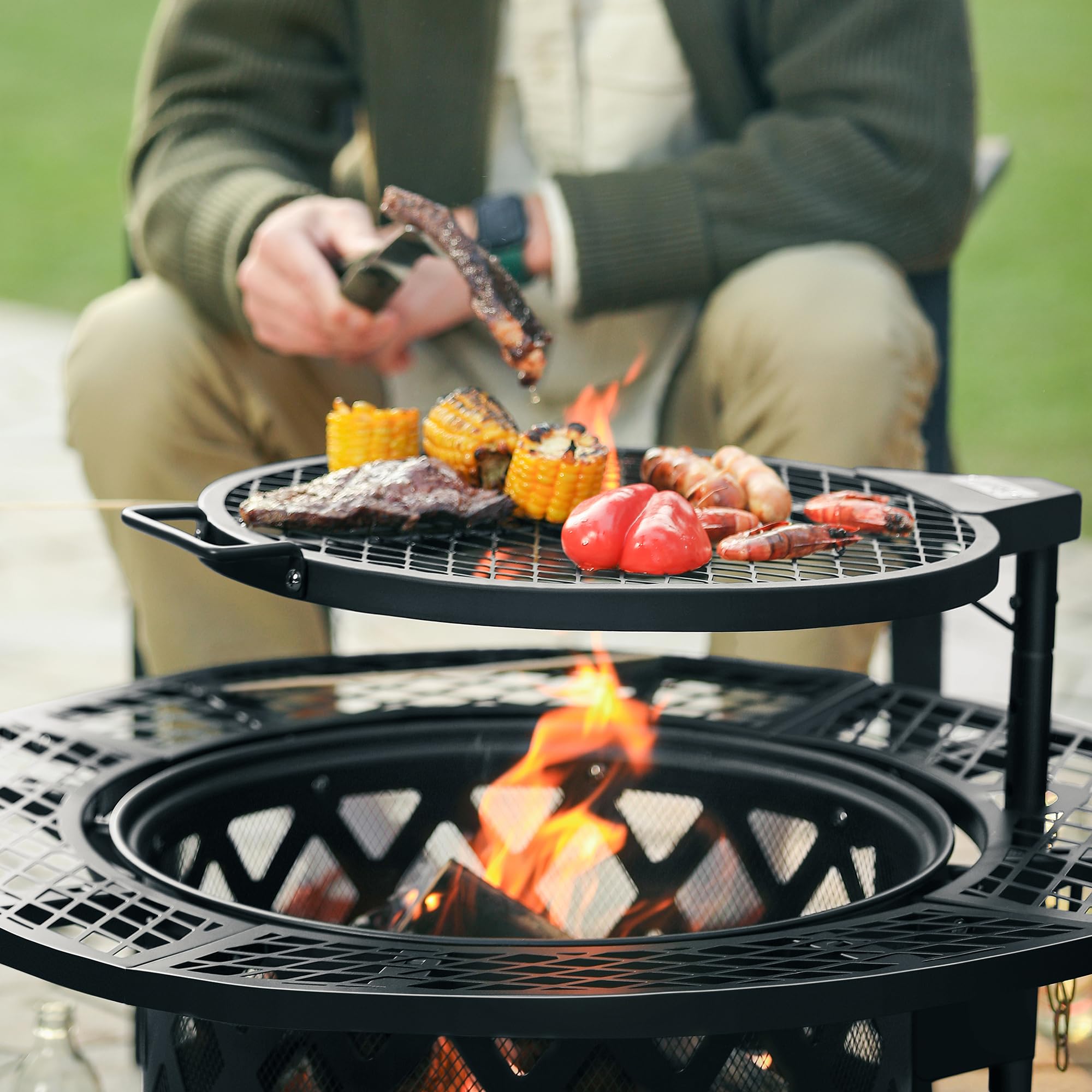 32 inch Wood Fire Pit, Black