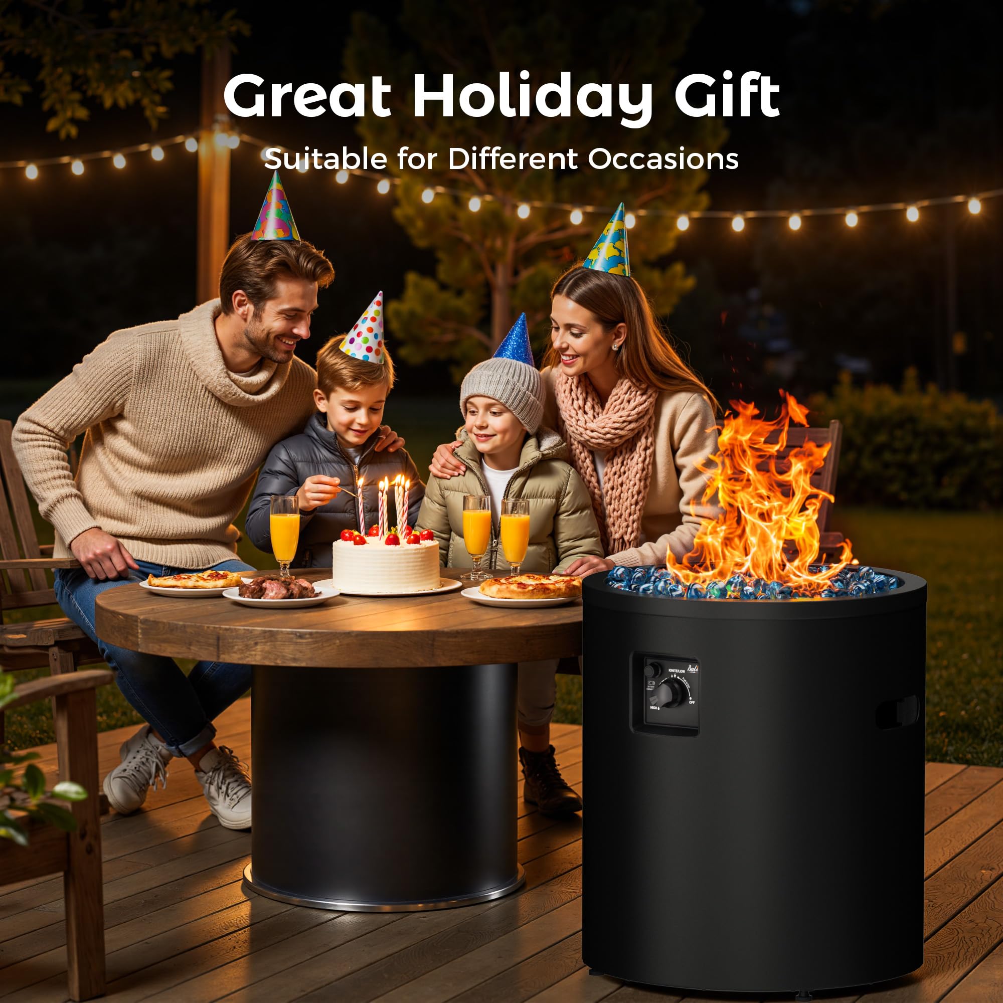 23 Inch Propane Fire Pit, Black