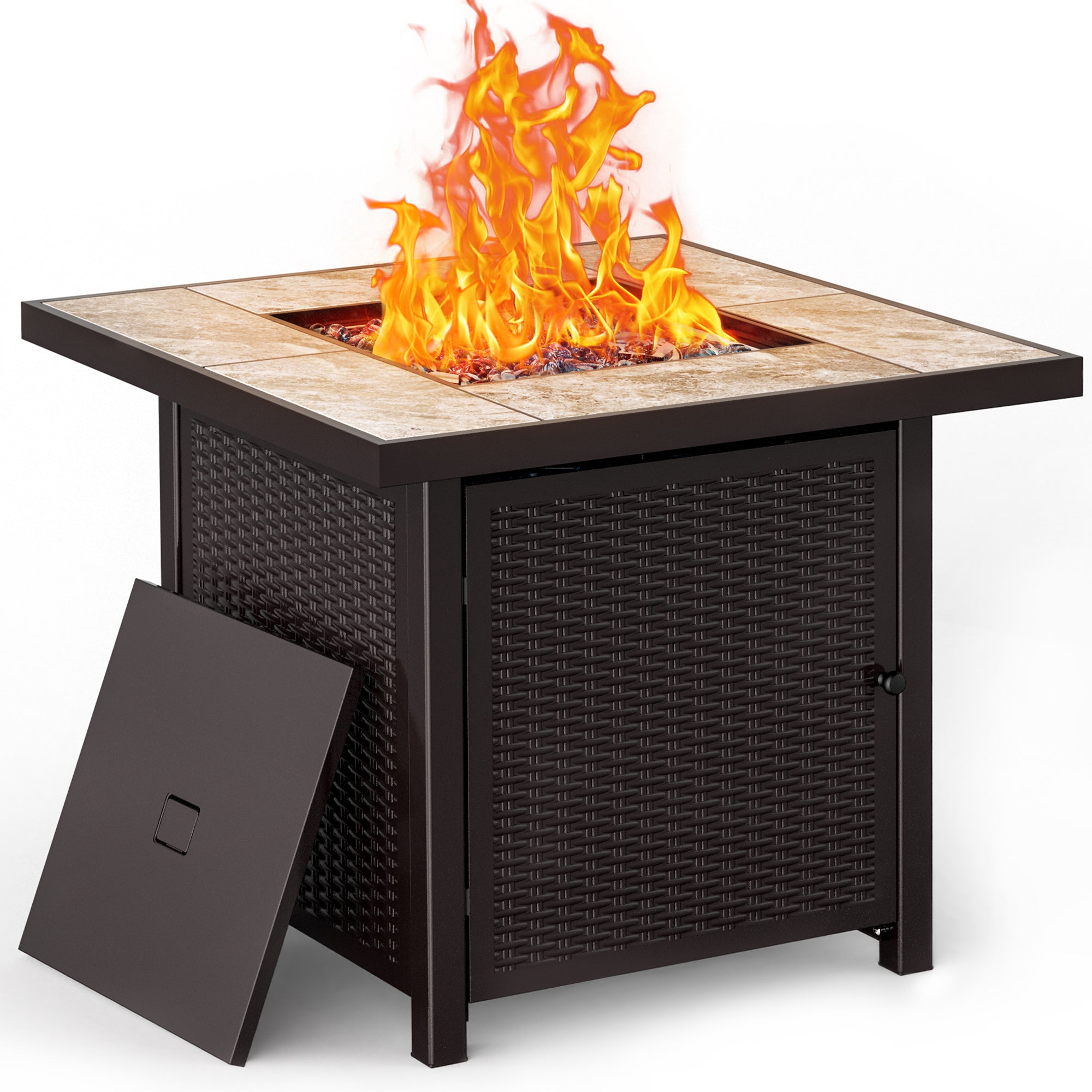 32 Inch Propane Gas Fire Pit Table, Brown