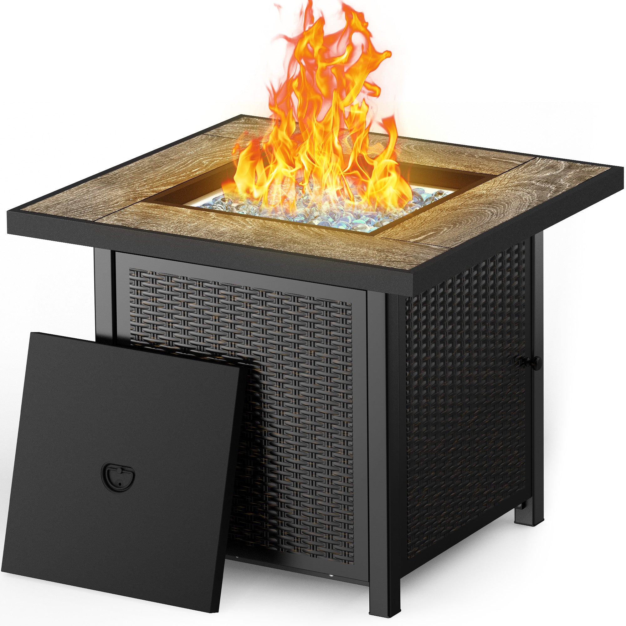 30 Inch Propane Fire Pit for Outdoor, Black