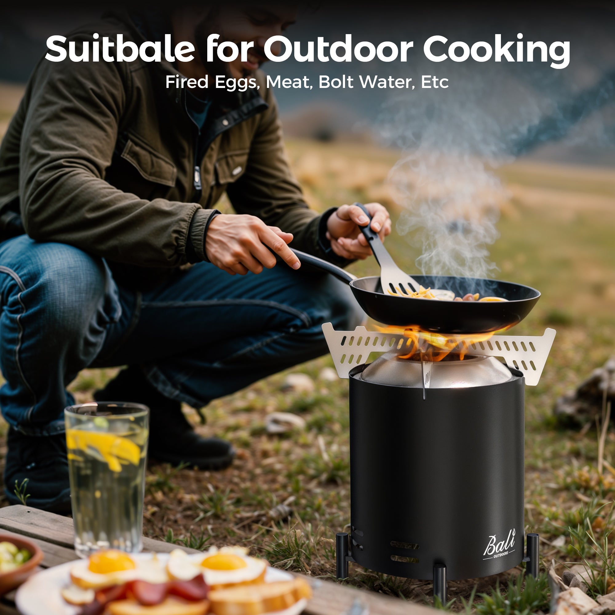 6.5 Inch Wood Stainless Steel Tabletop Fire Pit, Black