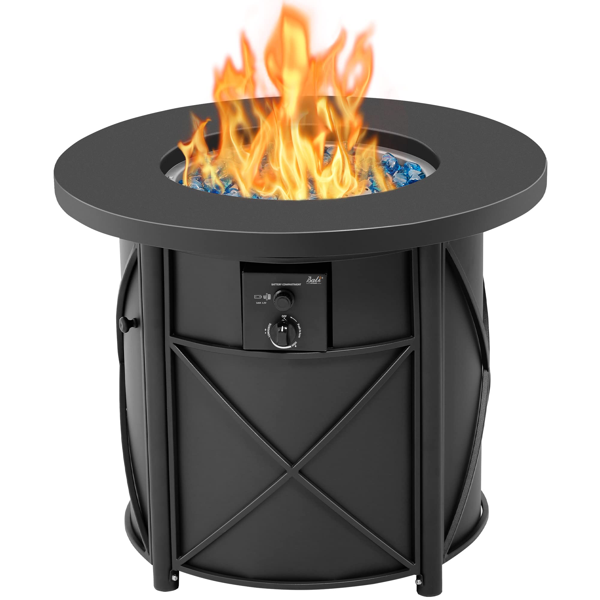30 Inch Propane Fire Pit Table, Black