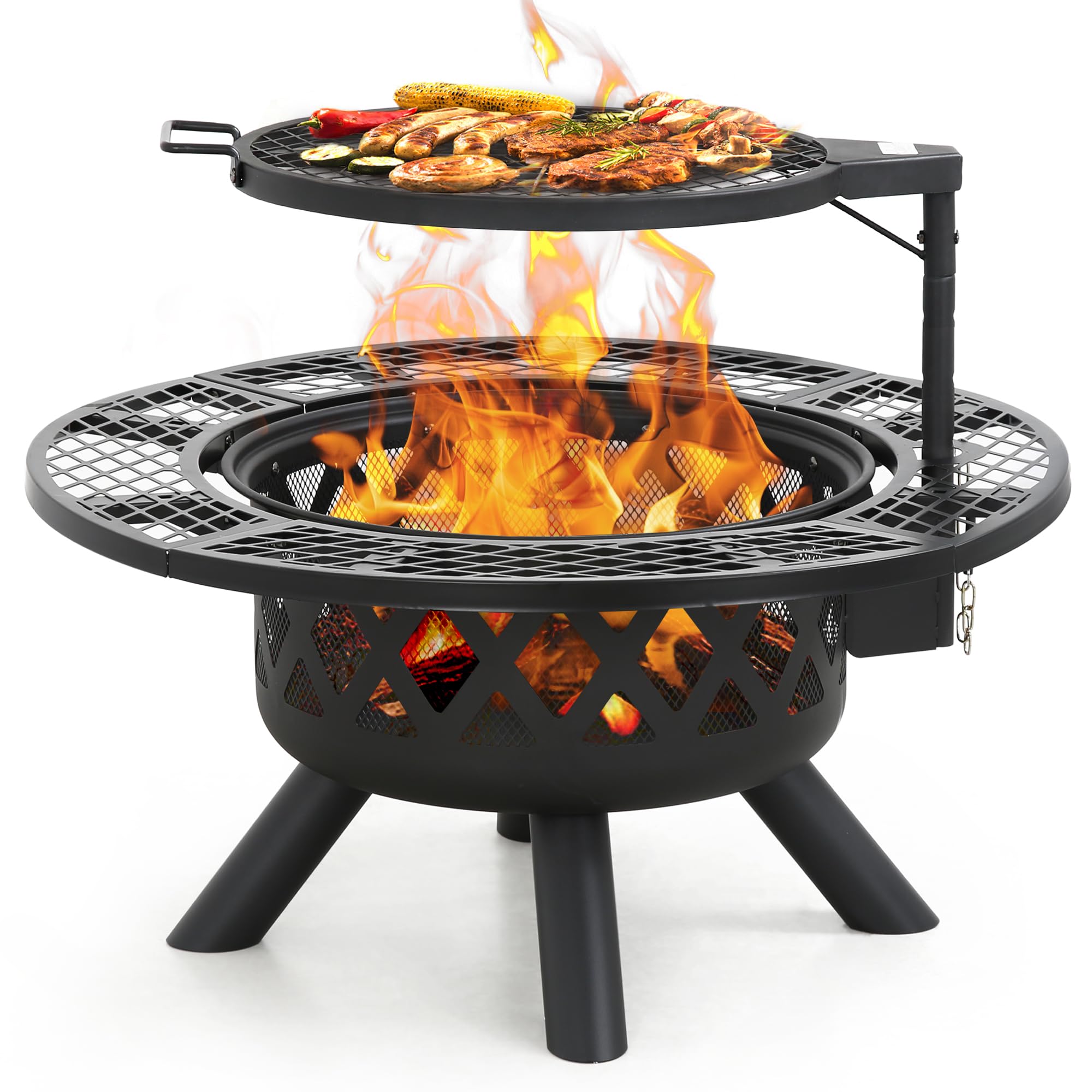 32 inch Wood Fire Pit, Black