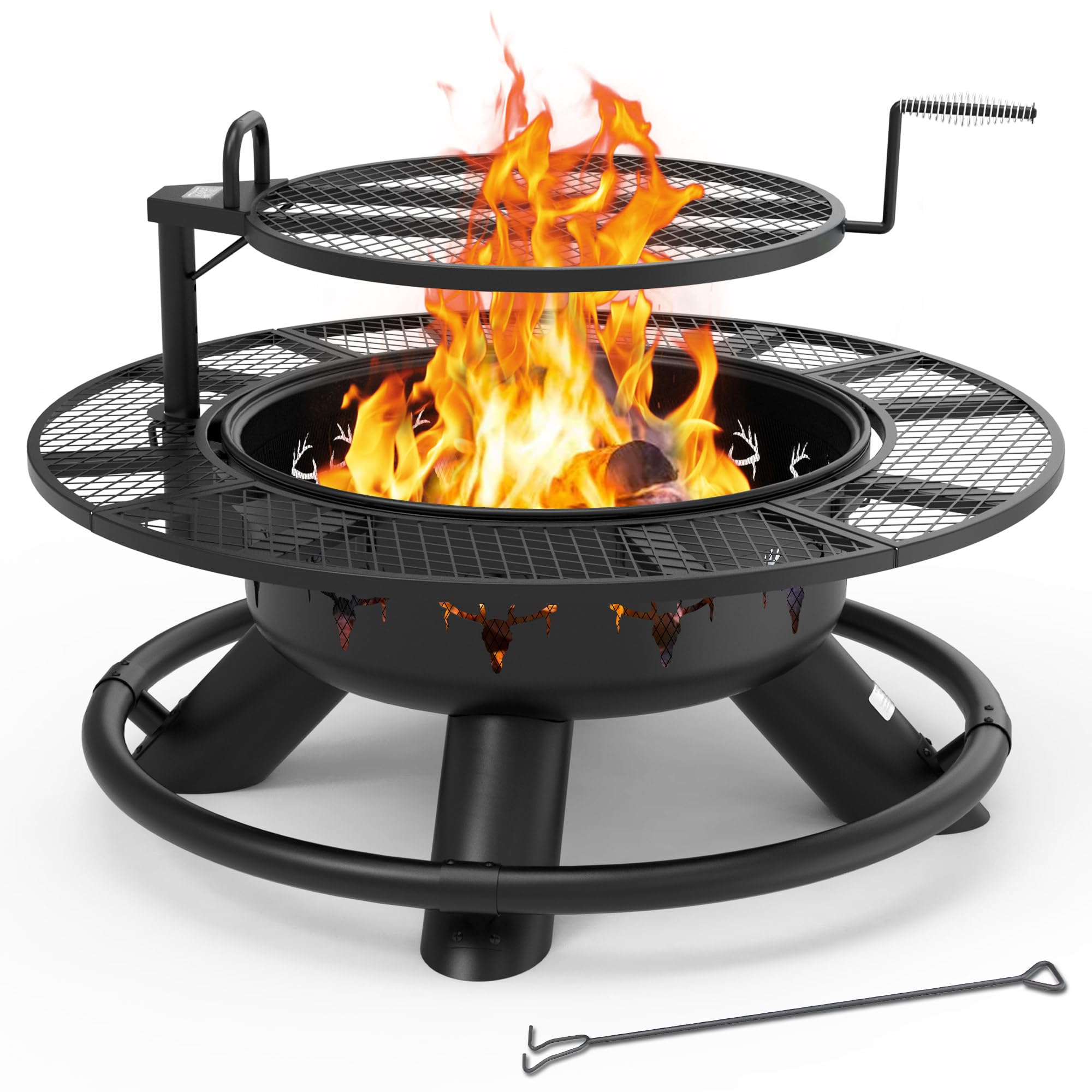 47 inch Wood Fire Pit, Black