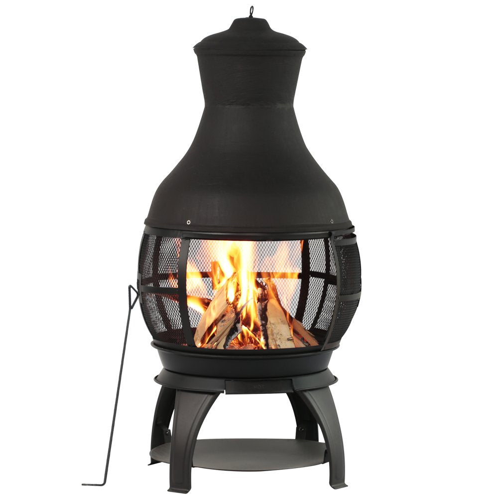 17 Inch Wood Burning Chiminea Fire Pits, Black