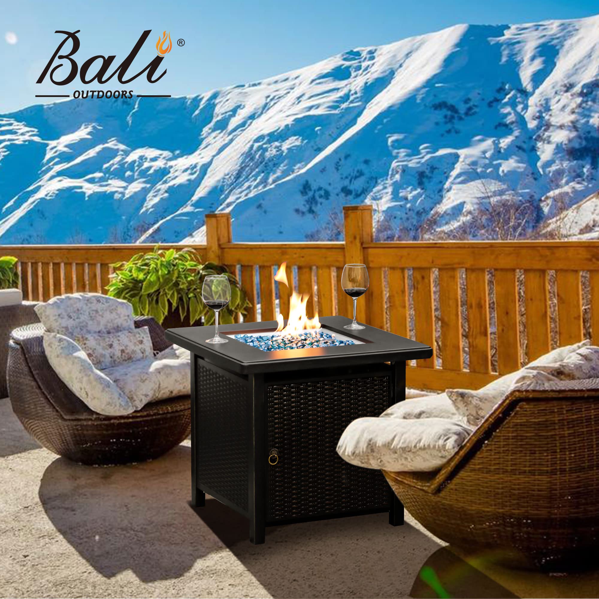 28 Inch Propane Fire Pit, Black