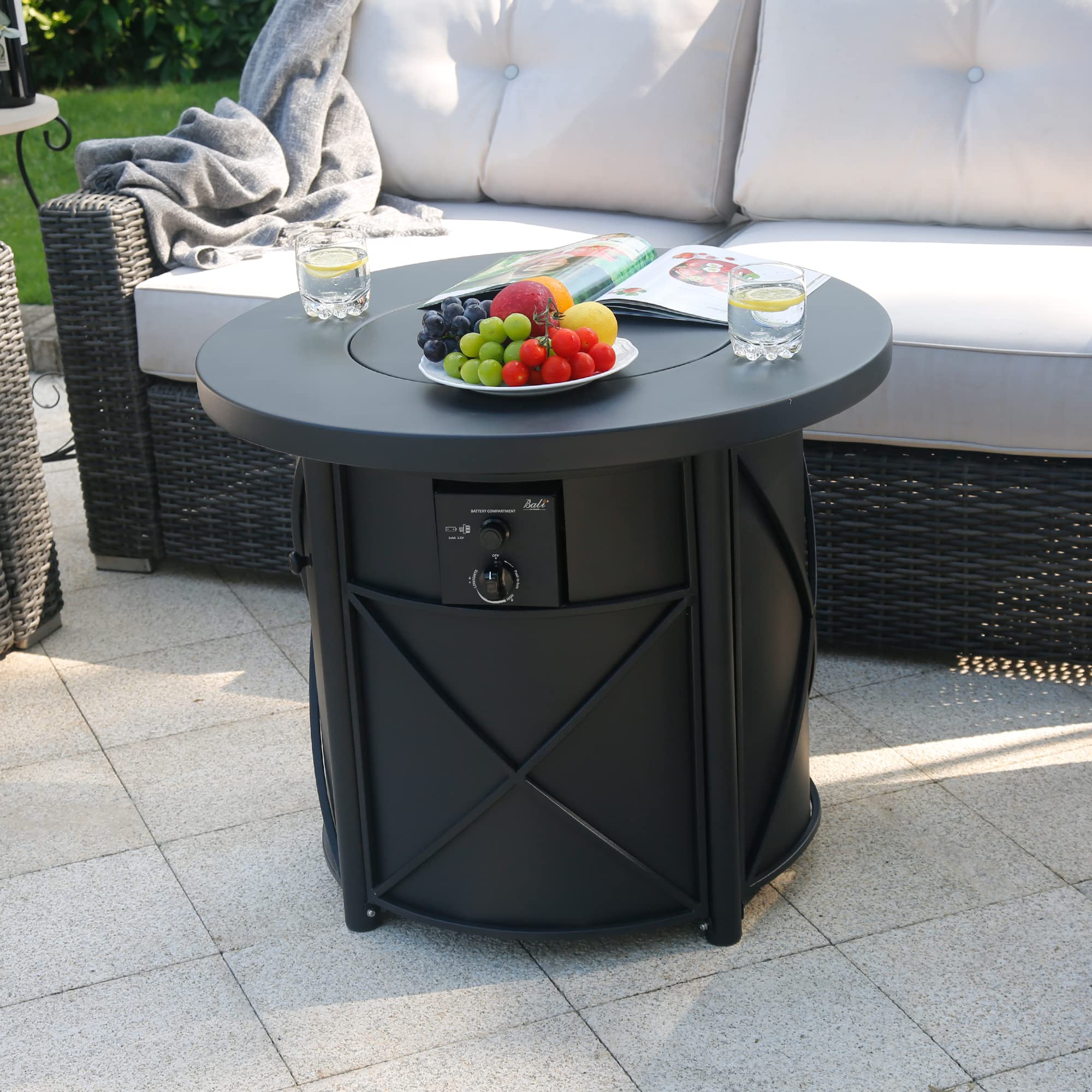 30 Inch Propane Fire Pit Table, Black
