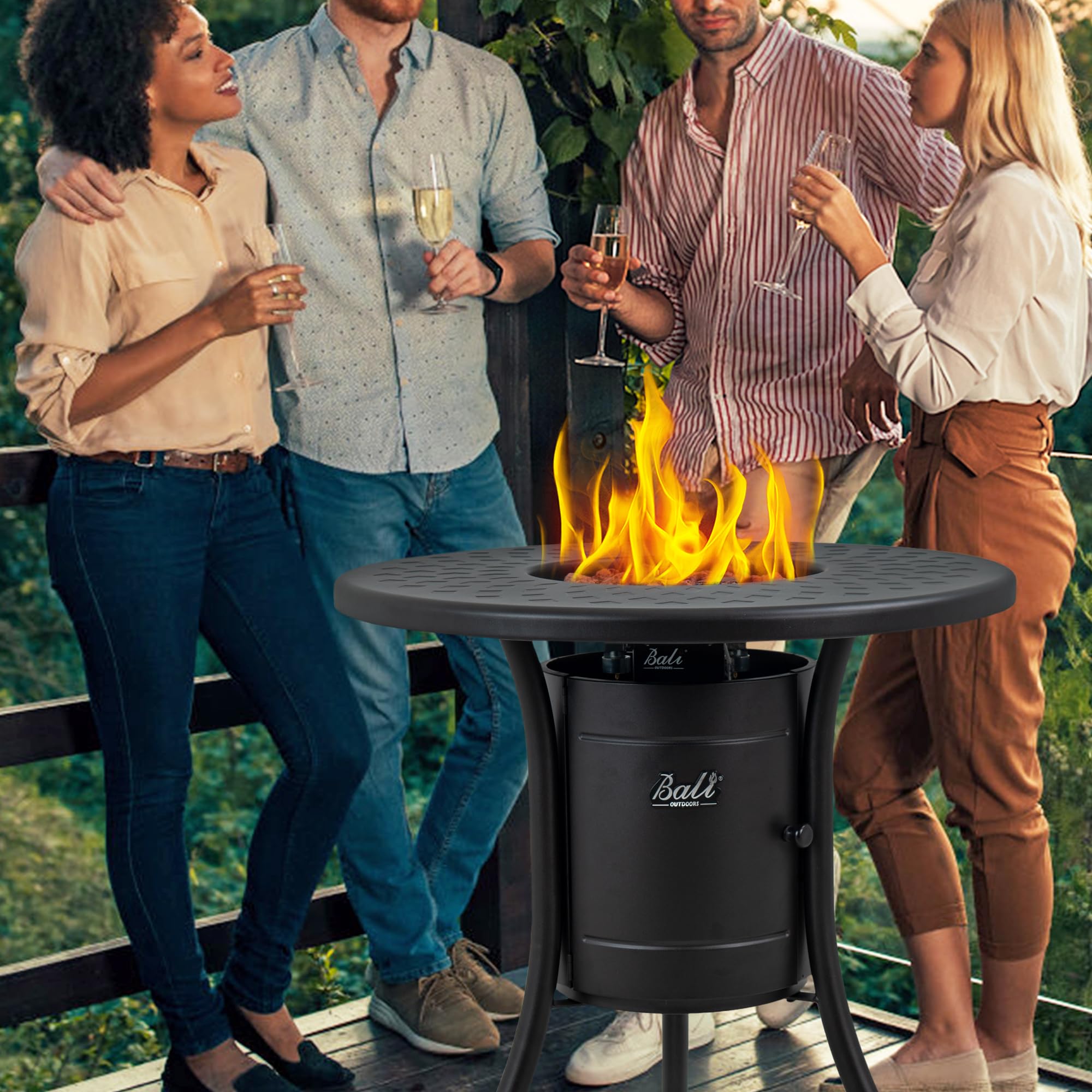 26 Inch Propane Fire Pit for Outdoor, Black