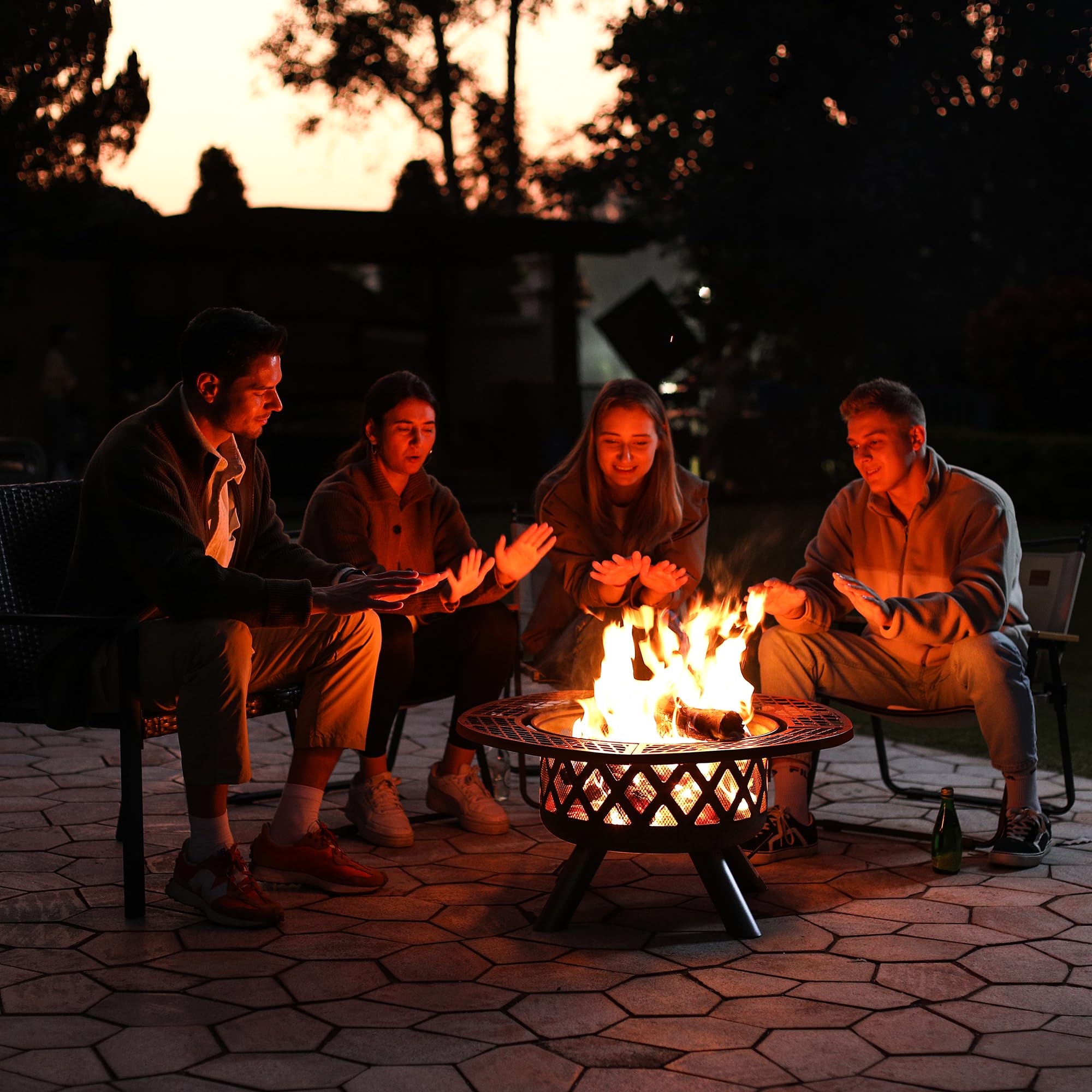 32 inch Wood Fire Pit, Black