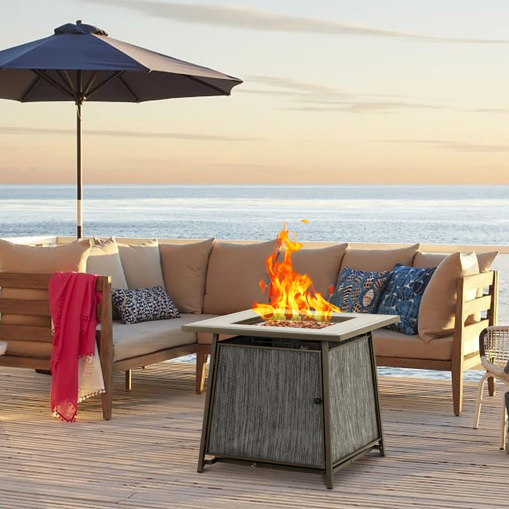 28 Inch Propane Fire Pit, Gray