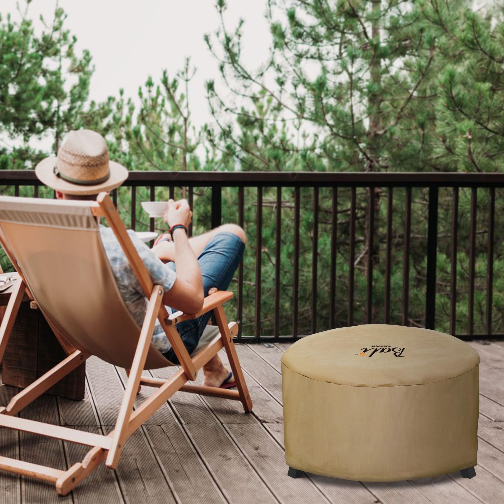 25 Inch Round Fire Pit Cover, Brown