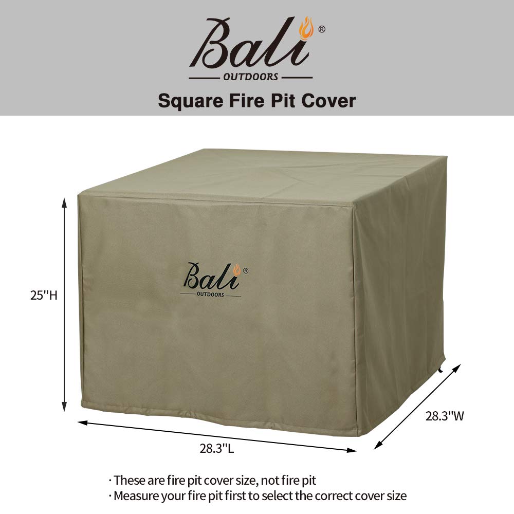 30 Inch Square Patio Fire Pit Table Cover, Brown