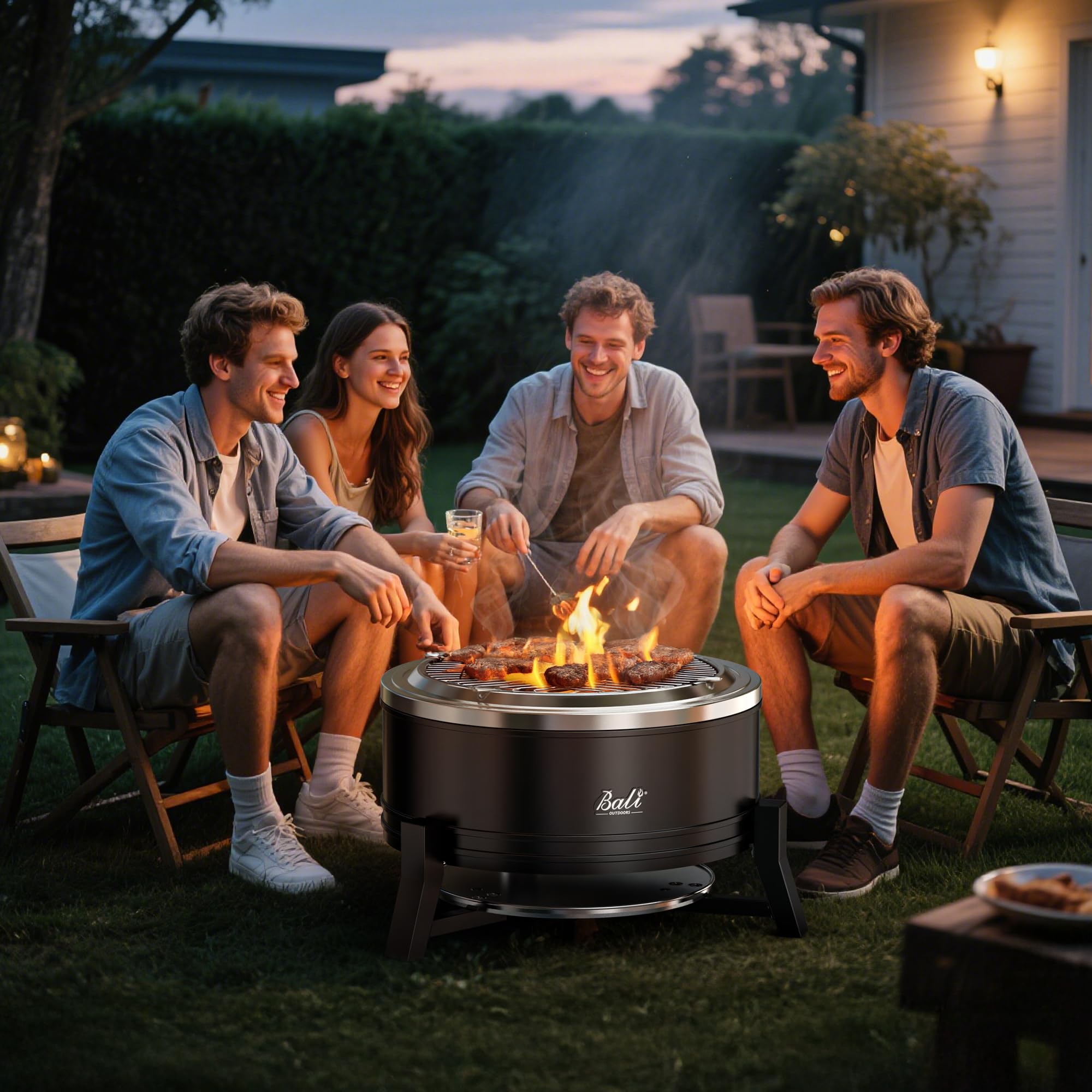 22 inch Smokeless Wood Firepit Outdoor, Black