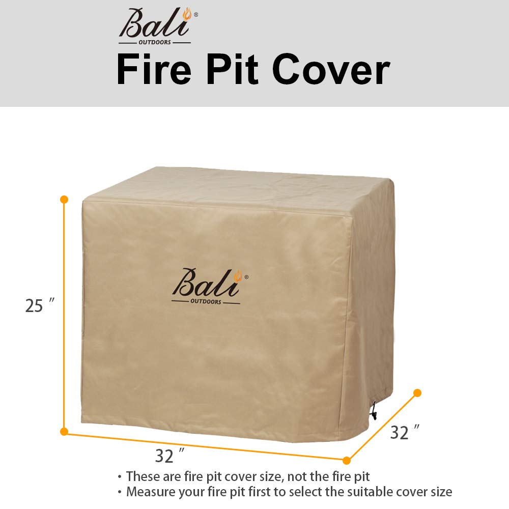 30 Inch Square Patio Fire Pit Table Cover, Brown