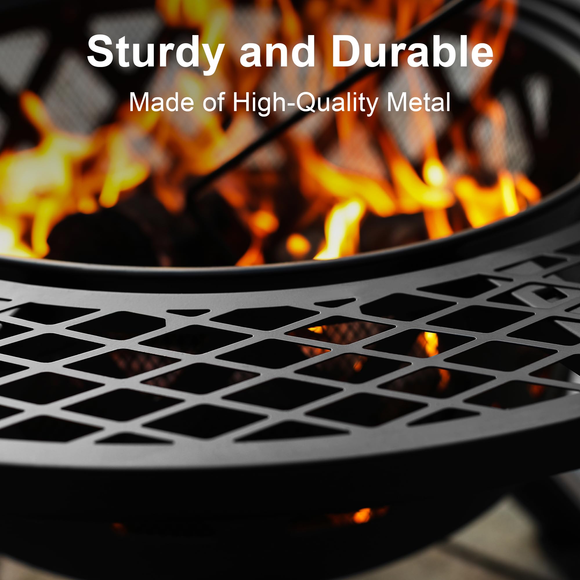32 inch Wood Fire Pit, Black