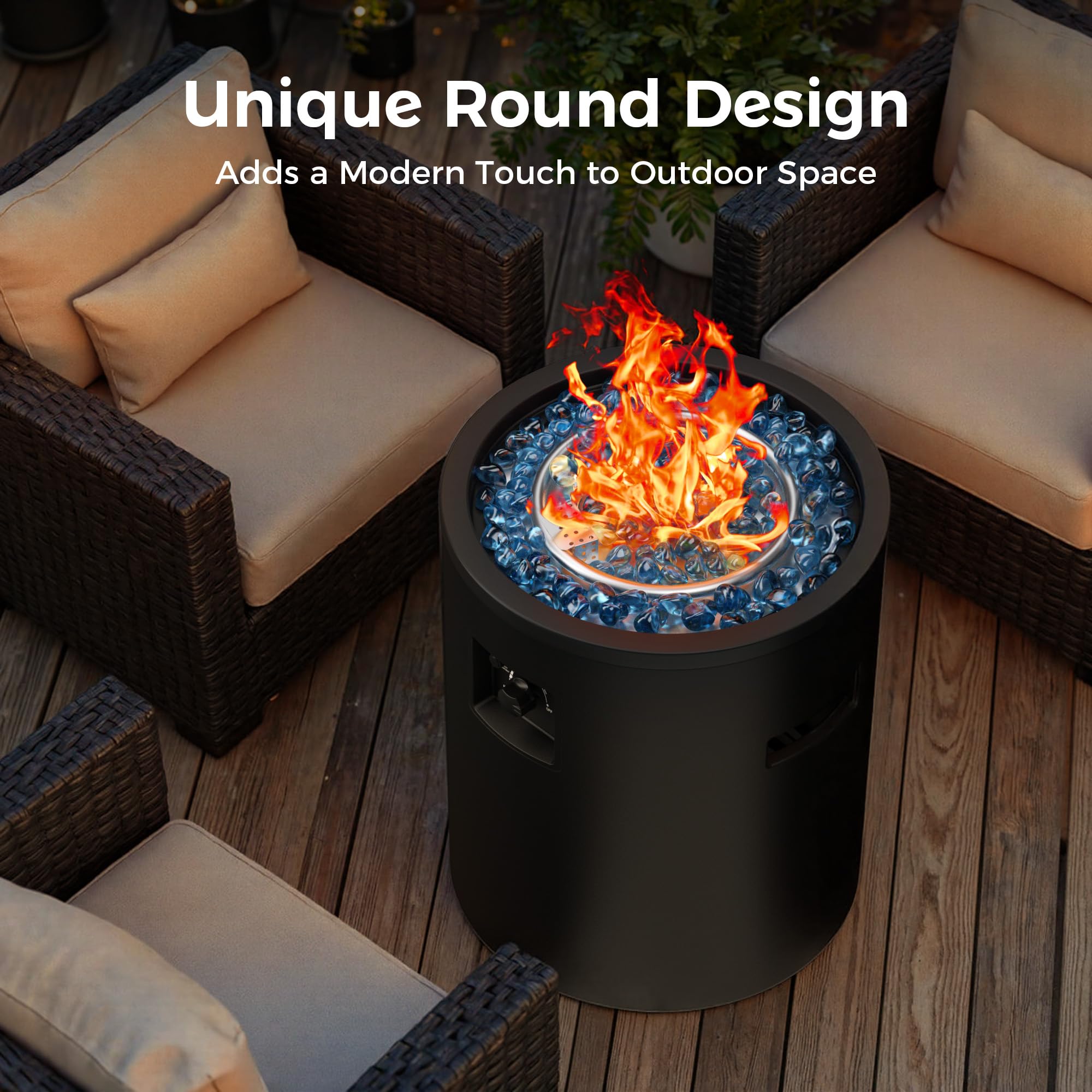 23 Inch Propane Fire Pit, Black