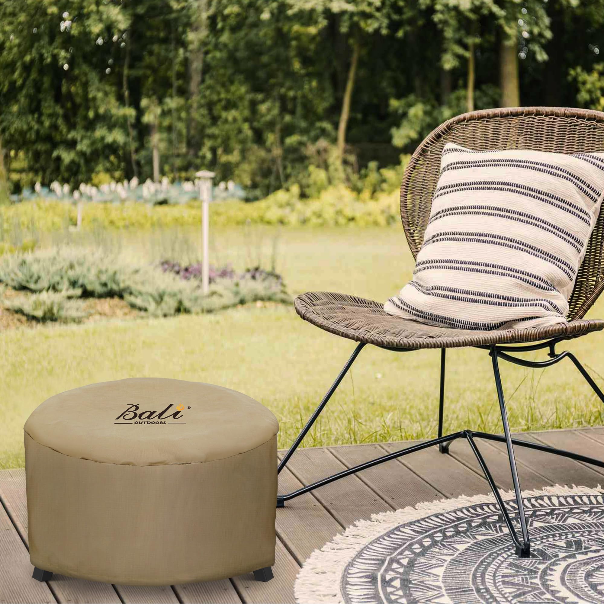 25 Inch Round Fire Pit Cover, Brown